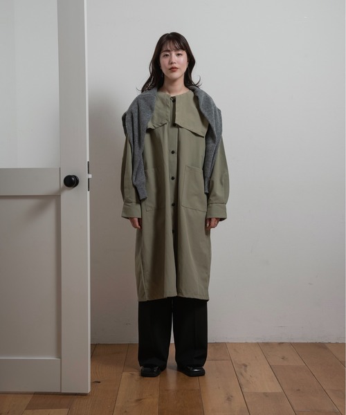 lawgy ビッグカラーアクセントボタントレンチ lawgy トレンチコート コート big collar accent button trench