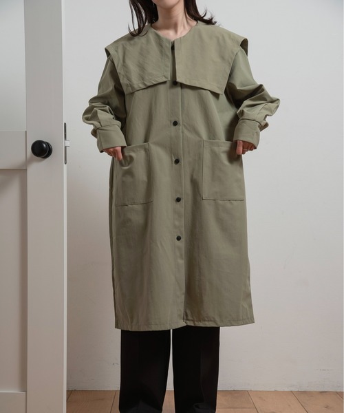 lawgy ビッグカラーアクセントボタントレンチ lawgy トレンチコート コート big collar accent button trench