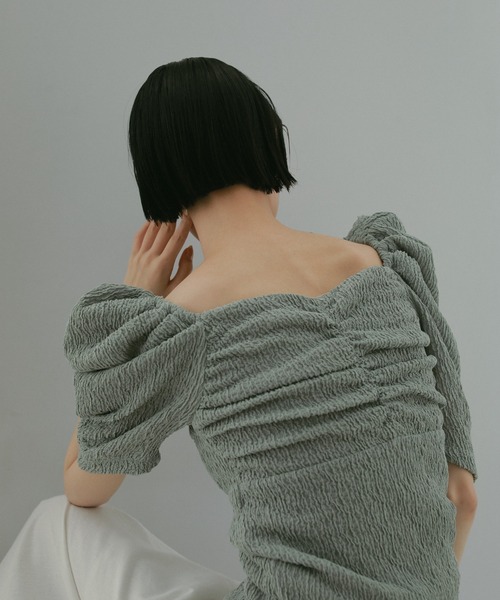 本日限定値下げ！新品CASA FLINEカップ付アップサイクルギャザートップス カップ付アップサイクルギャザートップス – CASA FLINE