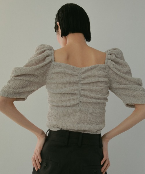 CASA FLINE tシャツ カップ付アップサイクルギャザートップス
