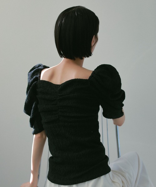 CASA FLINE tシャツ カップ付アップサイクルギャザートップス