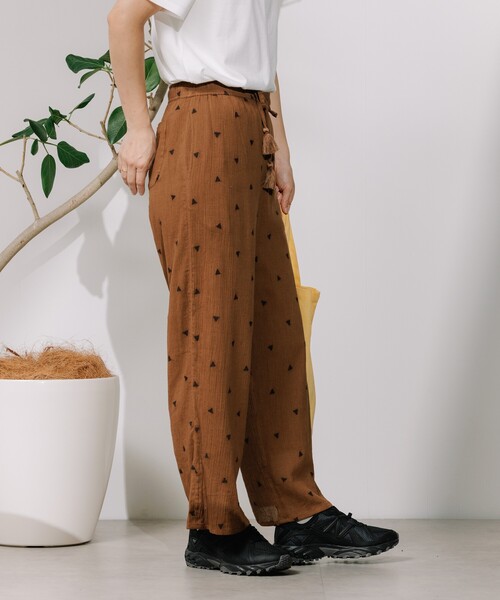 FREAK'S STORE パンツ インド 幾何学 刺繍イージーパンツ