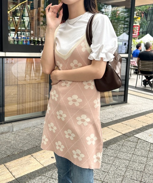 ワンピース 花柄ニットキャミミニワンピース : ZOZOTOWN Yahoo!店