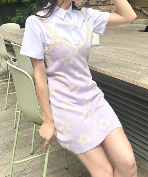 ワンピース 花柄ニットキャミミニワンピース : ZOZOTOWN Yahoo!店
