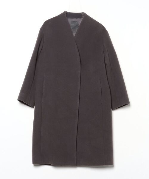 NOBLE（ノーブル） ノーカラーコート 36 チャコールグレー レディース