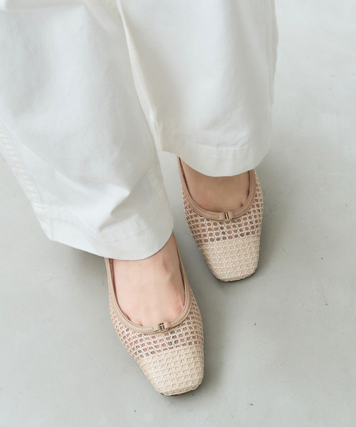 美品　Le Talon メッシュ フラット パンプス 追加》ポインテッドサシメッシュフラット（フラットシューズ