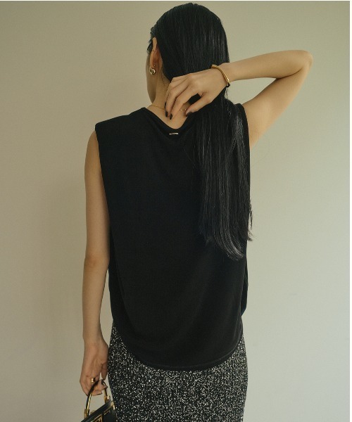 anuans ノースリーブフリルトップス ブラック 新品タグ付き anuke アンヌーク 2025SpringSummer トップス Sleeveless Frill