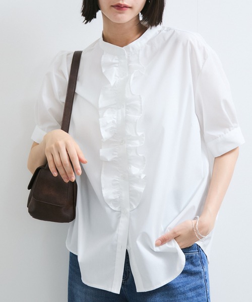 VIS（ビス） ブラウス シャツ 「WEB限定」フロントフリルディテール