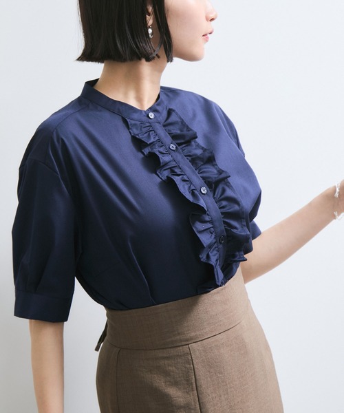 VIS（ビス） ブラウス シャツ 「WEB限定」フロントフリルディテール