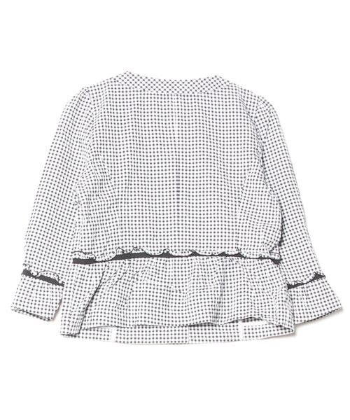 「courreges」 チェック柄ノーカラージャケット 40 ブラック レディース