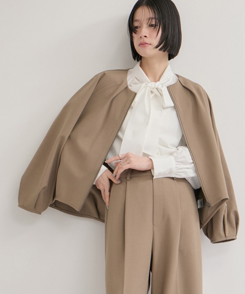 【新品】roughlow コクーンブルゾン ベージュ 完売品 LE CERCLE par rope' ブルゾン アウター ダブルクロスコクーンノー