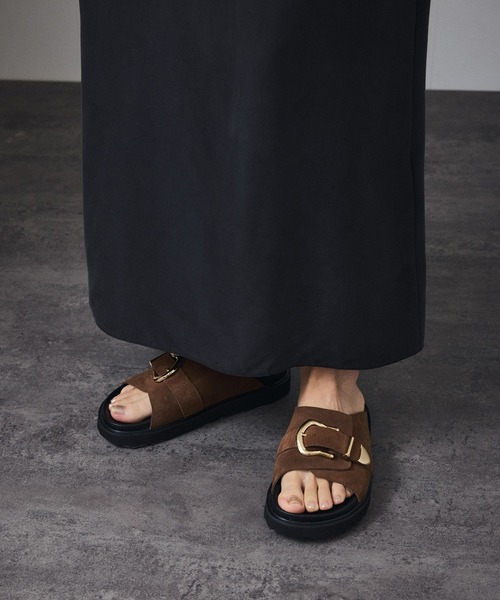 「MOHI」 フラットサンダル 38 ブラウン レディース_画像2