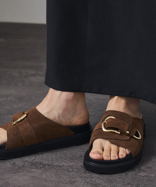 「MOHI」 フラットサンダル 38 ブラウン レディース_画像5