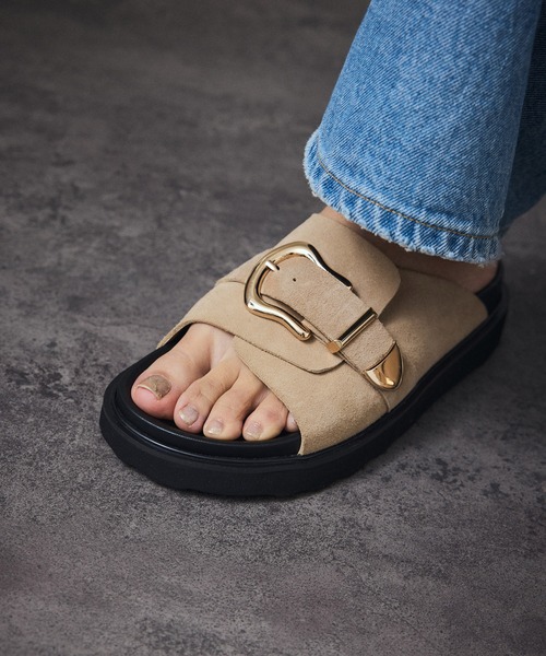 「MOHI」 フラットサンダル 38 ブラウン レディース_画像6