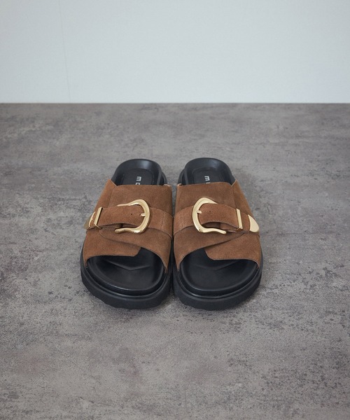 「MOHI」 フラットサンダル 38 ブラウン レディース_画像7