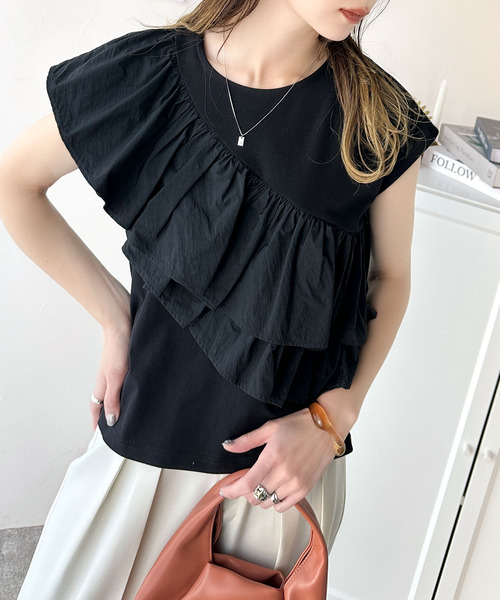 [classicalelf] трикотаж с коротким рукавом LARGE черный женский 