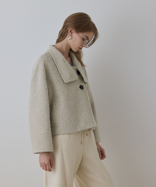 極美品 グレースコンチネンタル シャギー フーデットコート アルパカ Diagram コート アウター アルパカシャギージャケット レディース