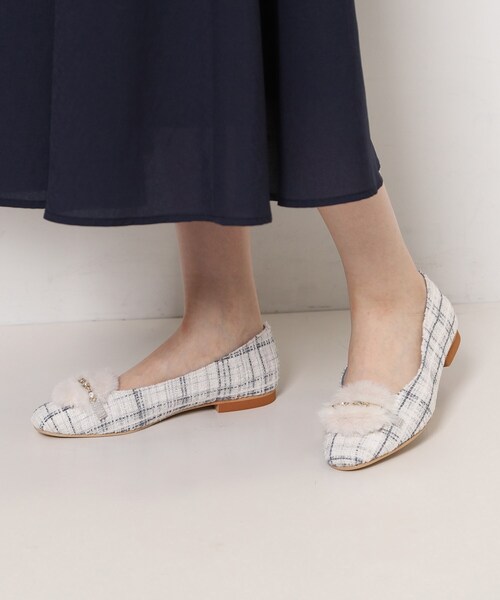 ESPERANZA（エスペランサ） パンプス ビジューフェイクファーフラット