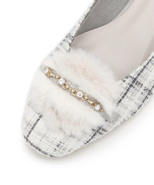 ESPERANZA（エスペランサ） パンプス ビジューフェイクファーフラット