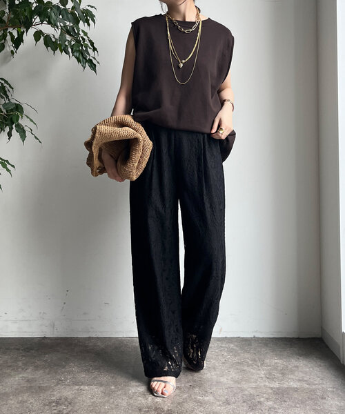 DouDou（ドゥドゥ） イージーパンツ 38 ブラック レディース