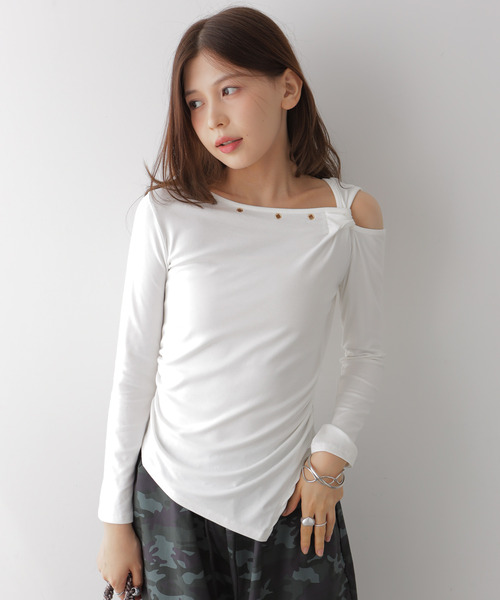 courrege アシンメトリーTシャツ　ワンショルダー tシャツ アシンメトリーワンショルダートップス レディース : ZOZOTOWN
