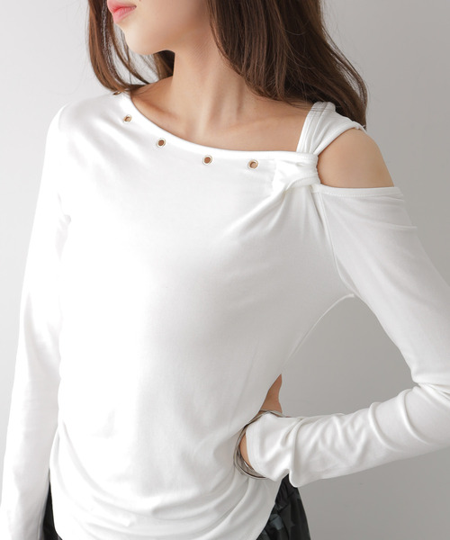 tシャツ アシンメトリーワンショルダートップス レディース : ZOZOTOWN