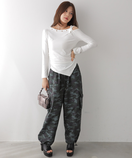 tシャツ アシンメトリーワンショルダートップス レディース : ZOZOTOWN
