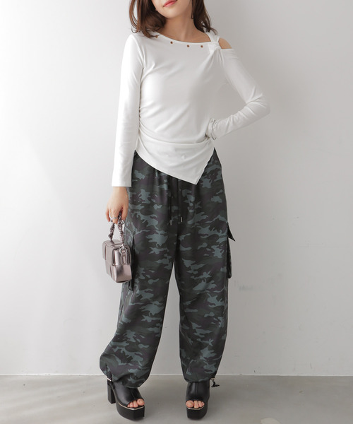tシャツ アシンメトリーワンショルダートップス レディース : ZOZOTOWN