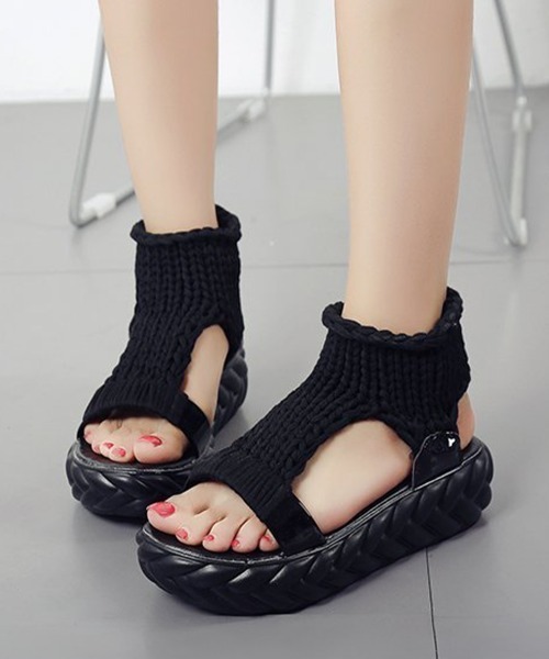 「Miniministore」 フラットサンダル 23.5cm ブラック レディース_画像2