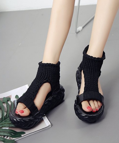 「Miniministore」 フラットサンダル 23.5cm ブラック レディース_画像3