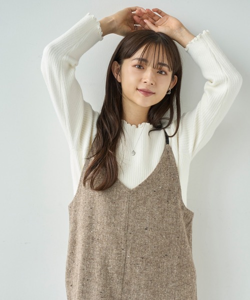 mil ワンピース ウールライクツイード バックリボン キャミワンピース