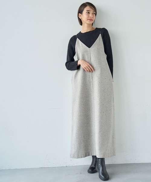 mil（ミル） ワンピース ウールライクツイード バックリボン キャミ