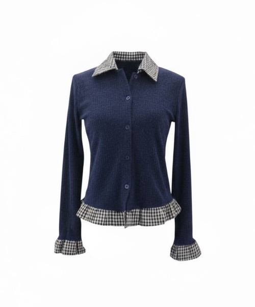 tinkerend（ティンカーエンド） ブラウス シャツ 夏 Gingham Check Rib