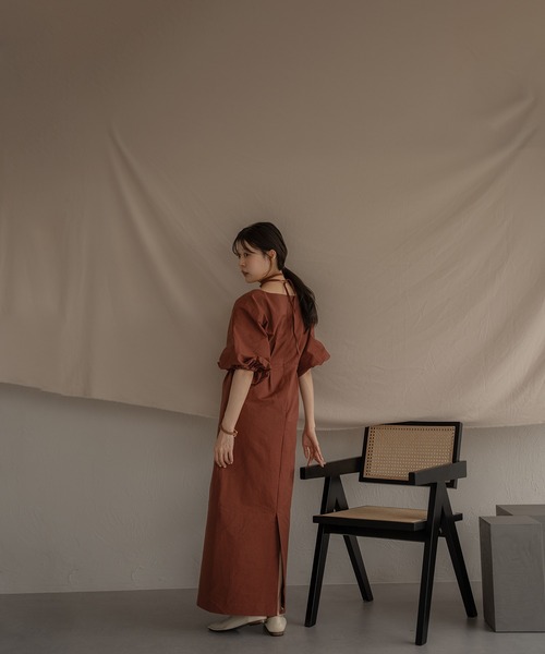 mideal（マイディール） 半袖ワンピース FREE ボルドー レディース