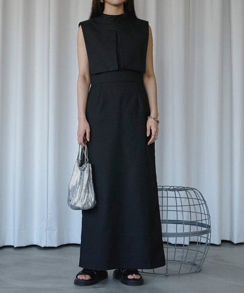 「Ezick」 ノースリーブワンピース FREE ブラック レディース_画像2