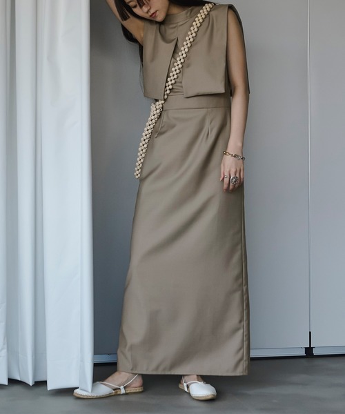 「Ezick」 ノースリーブワンピース FREE ブラック レディース_画像6