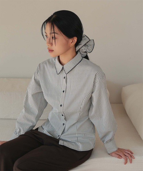 miette（ミエット） ブラウス シャツ シュシュセットパネルライン