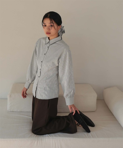 miette（ミエット） ブラウス シャツ シュシュセットパネルライン