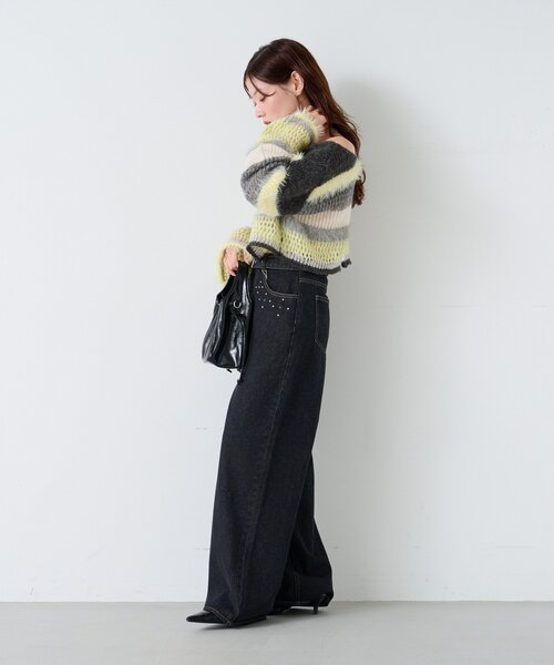 Kastane ビジュー付きデニムパンツ サイズ0 Kastane（カスタネ） ジーンズ デニム デニムパンツ 「セットアップ