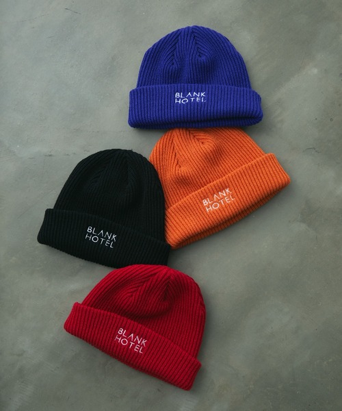 BLANK HOTEL ニット帽 ニットキャップ Logo Embroidered Rib Knit