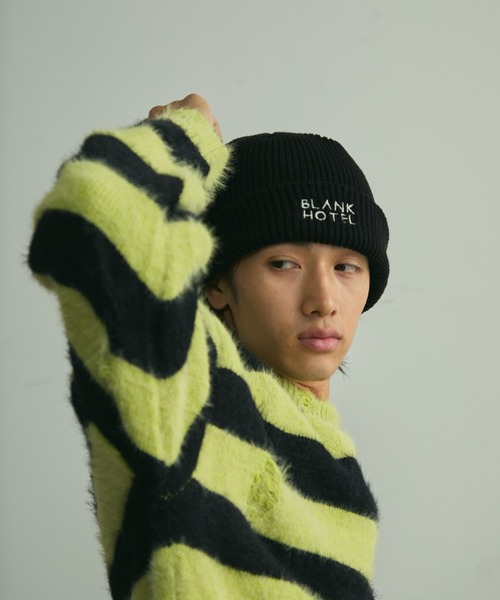 BLANK HOTEL ニット帽 ニットキャップ Logo Embroidered Rib Knit