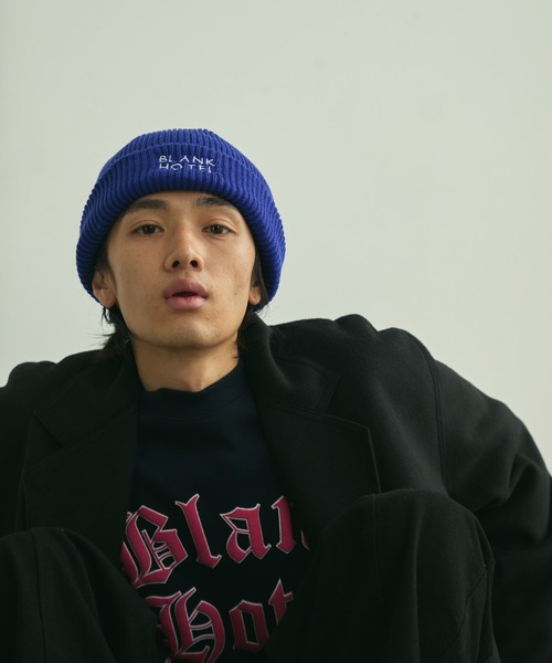 BLANK HOTEL ニット帽 ニットキャップ Logo Embroidered Rib Knit