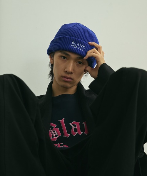 BLANK HOTEL ニット帽 ニットキャップ Logo Embroidered Rib Knit