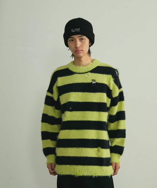 BLANK HOTEL ニット帽 ニットキャップ Logo Embroidered Rib Knit