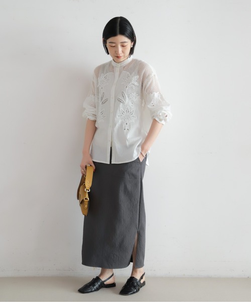 NOMBRE IMPAIR（ノンブルアンペール） ブラウス シャツ インドメッシュ