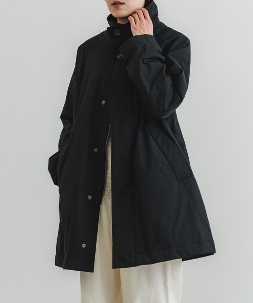 quadro コート アウター 綿ナイロン高密度ギャバ中綿ハイネックコート