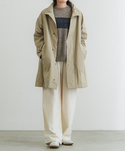 quadro コート アウター 綿ナイロン高密度ギャバ中綿ハイネックコート