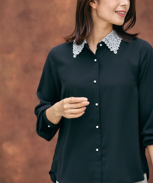 GLOBAL WORK（グローバルワーク） ブラウス シャツ キレイつづく襟2WAY