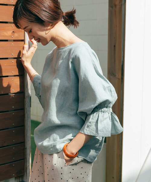 「URBAN RESEARCH DOORS」 7分袖ブラウス MEDIUM ブラック レディース_画像4