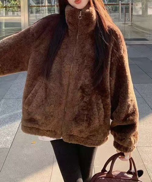 ムートンコート ボアコート Oversize zip up boa coat レディース